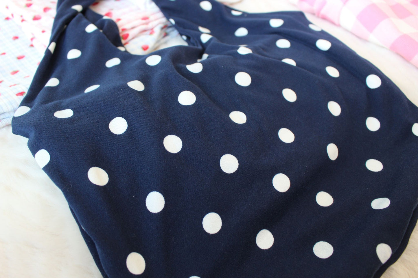 The Picnic Top (Navy Polka)